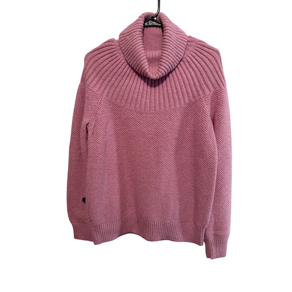 J.Crew Womens Large Pink Cotton Blend Ribbed‎ Knit Cowl Neck Sweater